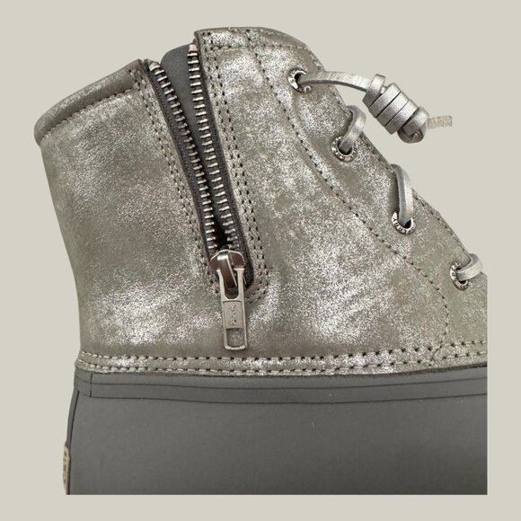 EUC Sperry Saltwater Metallic Silver & Gray Duck Boot Woman's sz 11 - Picture 4 of 12